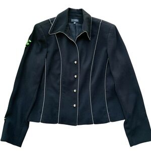 Juliana Collezione Black Silver Trim Buttoned Blazer Jacket Career Size 8